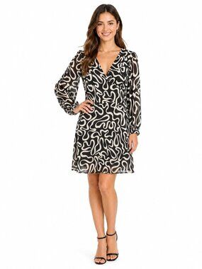 Escada Black Ivory Print Silk Dress